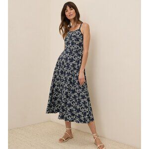 Bouquet Blooms Midnight Blue Fit & Flare Midi Dress